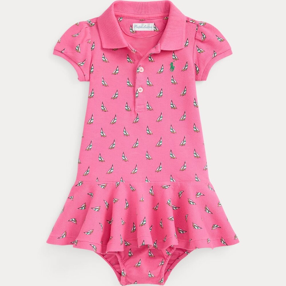 Adorable Ralph Lauren Sailboat-Print Mesh Polo Dress & Bloomer NWT Size 18 Mos